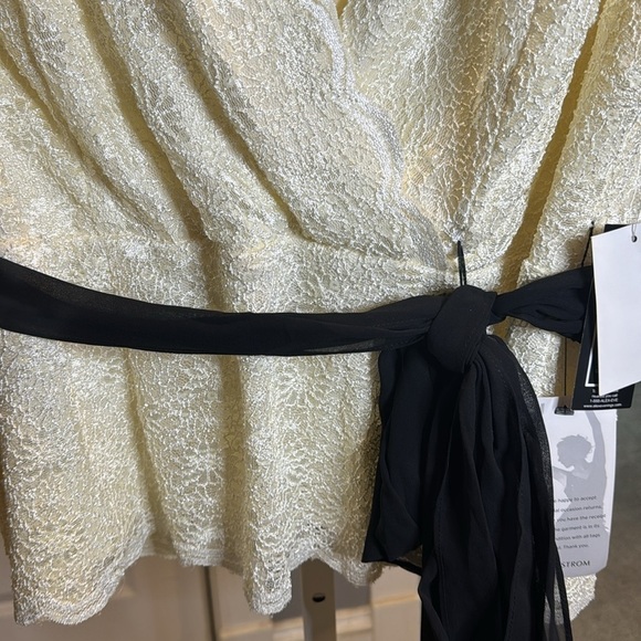 Alex evenings, ivory lace, formal faux wrap plus size top 3X NWT - Picture 5 of 13
